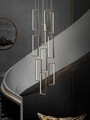 Axyaa Modern Copper Square Pendant Chandelier Gold LED Loft Indoor Lighting
