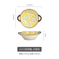 Axyaa Japanese Ceramic Binaural Soup Bowl Large Salad Bowl Ramen Noodles Dish