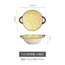 Axyaa Japanese Ceramic Binaural Soup Bowl Large Salad Bowl Ramen Noodles Dish