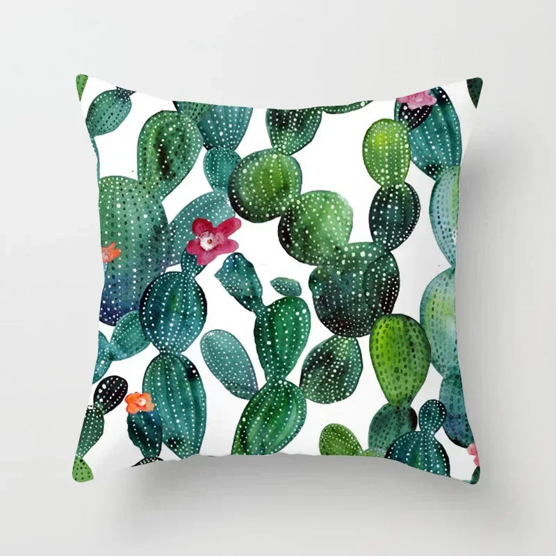 Axyaa Cactus Flower Succulent Plant Pillow Cover - Home Decorative Cushion Cover