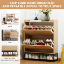 Axyaa Shoe Cabinet Duo: Wooden Narrow Storage, 2 Flip Drawers, Freestanding Organizer