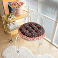 Axyaa Small Floral Rattan Chair Seat Cushion with Lace Round Design
