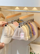 Axyaa 12-Clip Wooden Hat Storage Hanger | Cap, Socks, Newborn Clothes Organizer