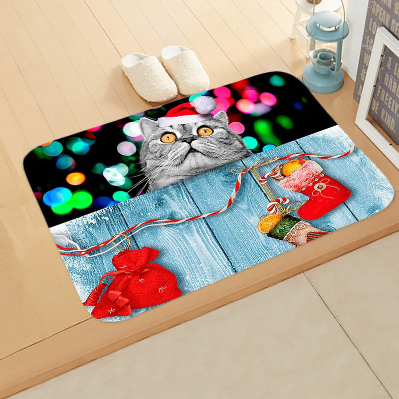 Axyaa Christmas Animal Print Door Mat - Non-Slip Home Decoration