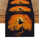 Axyaa Halloween Magic Broom Castle Table Runner - Farmhouse Wedding Party Decor