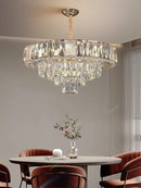 Axyaa Clear Crystal Chandelier: Nordic Luxury Hanging Lamp for Living Room and Dining Table