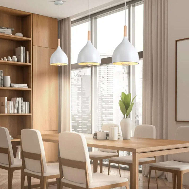 Axyaa Nordic LED Wood Pendant Lamp Industrial Hanging Light Fixture