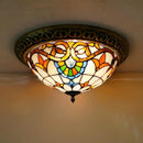 Axyaa Tiffany Round LED Ceiling Lamp - European Country Style Lighting