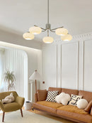 Axya Milk White Glass Chandelier - French Retro Style for Living Room, Bedroom & Dining