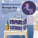 Axyaa Unicorn Cosmetic Jewelry Organizer with Mirror, 2 Trays - Portable Lock Makeup Case