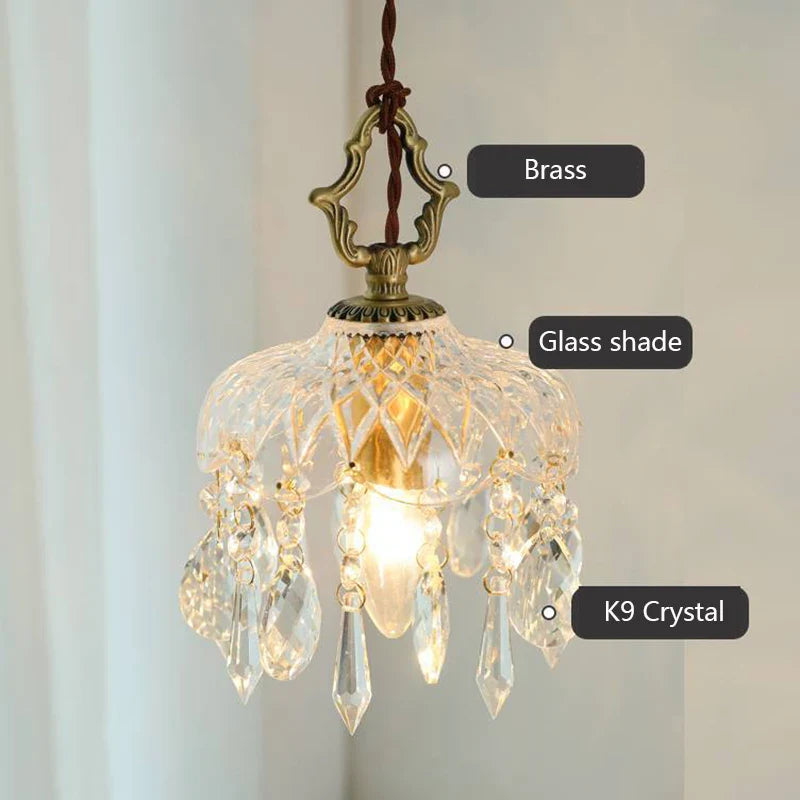 Axyaa Medieval Crystal Wall Lamp Bedroom Living Room Luxury French Glass Lights