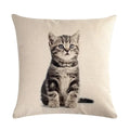 Axyaa Cat Printed Cotton Linen Cushion Cover 45x45cm