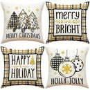Axyaa Merry And Bright Christmas Holiday Pillow Cover for Sofa, Bedroom & Car