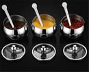 Axya Stainless Steel Glass Lid Seasoning Box Salt Pepper Jars for Spices Bottle