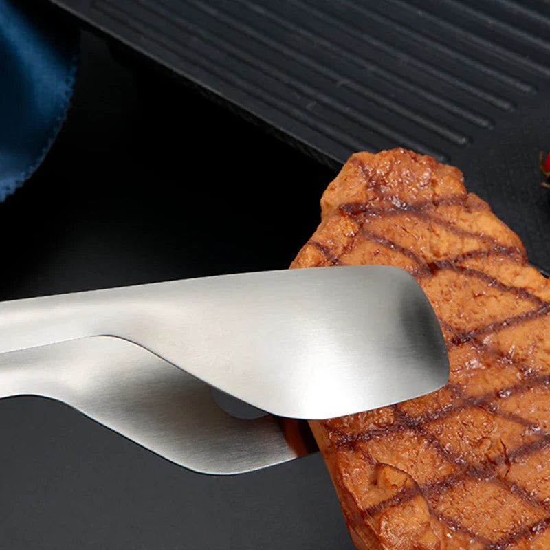 Axyaa Stainless Steel Kitchen Tongs - Multipurpose BBQ Meat Clips & Ice Cube Clamp