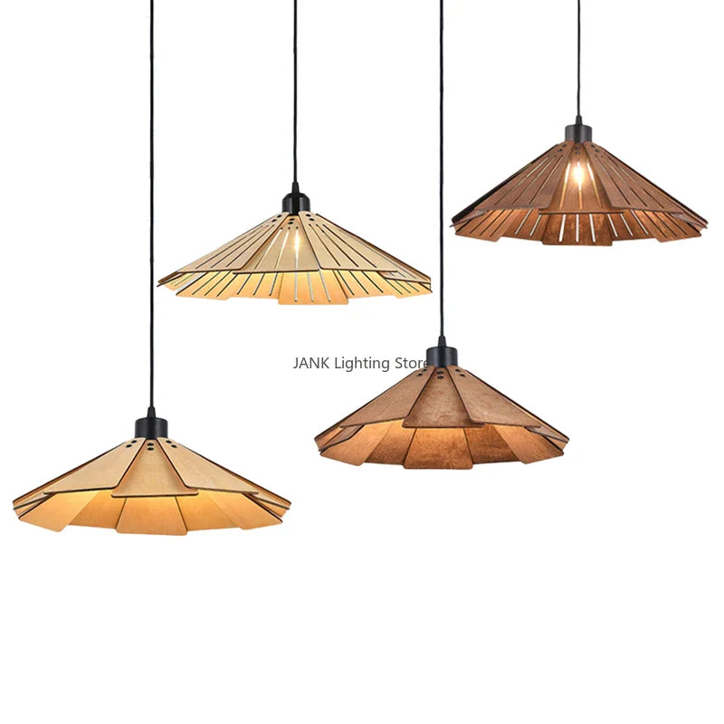 Axyaa Wooden Dining Pendant - Retro Walnut, Home Decor Lamp for Bedroom, Study, Bar, Cafe