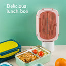 Axyaa 3-Compartment Lunch Box with Utensils, Leak-Proof & Durable Plastic Containers