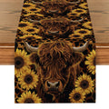 Axyaa Floral Cow Table Runner for Kitchen Dining Decor