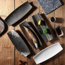 Axyaa Black Ceramic Sushi & Hotpot Plate - Rectangular Cuisine Dish