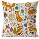 Axyaa Linen Fox Sofa Cushion Cover 50x50 Square Home Décor Pillowcase