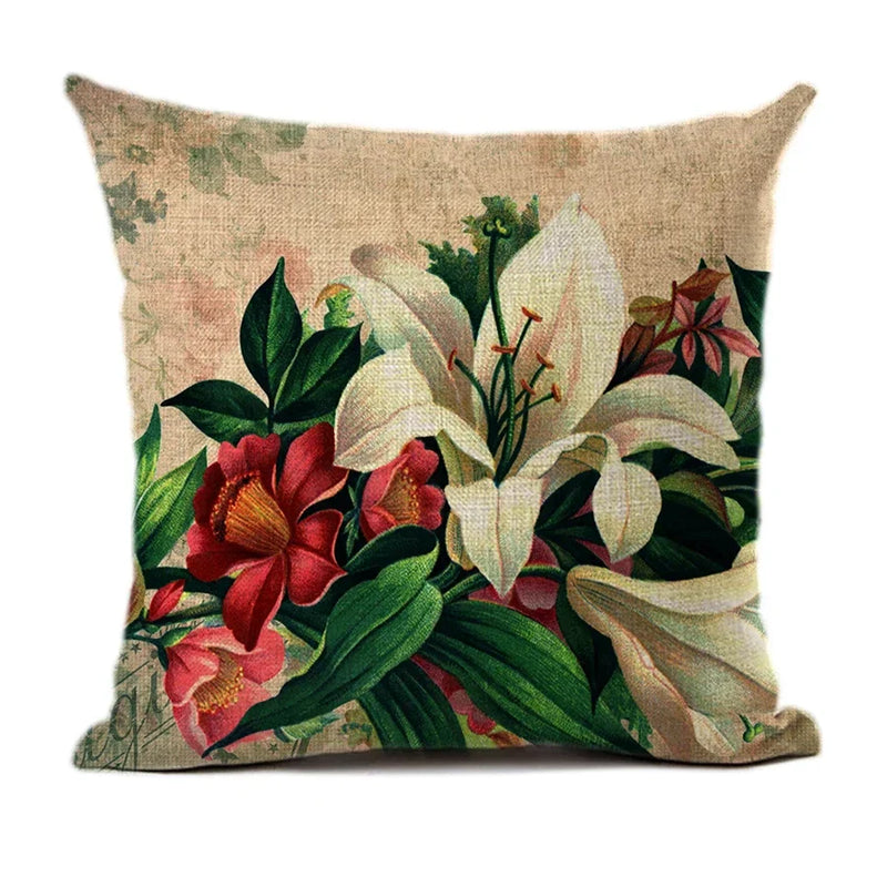 Axyaa Retro Rose Flowers Cushion Cover 45X45cm