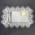 Axyaa White Lace Placemats Set of 2, Embroidered Rectangle Cup Mat, Decorative Table Mats