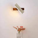 Axyaa Wood Yellow Travertine Stone LED Wall Lamp Wabi Sabi Design