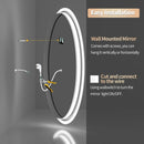 Axyaa LED Round Bathroom Mirror 600/800mm Dimmable Backlit Lighted Anti-fog Vanity Makeup Mirror