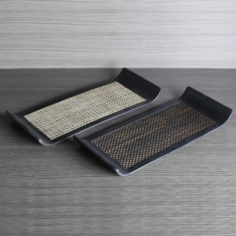 Axya Black Tea Tray: Nordic Style Rectangular Tray for Home Storage & Decor