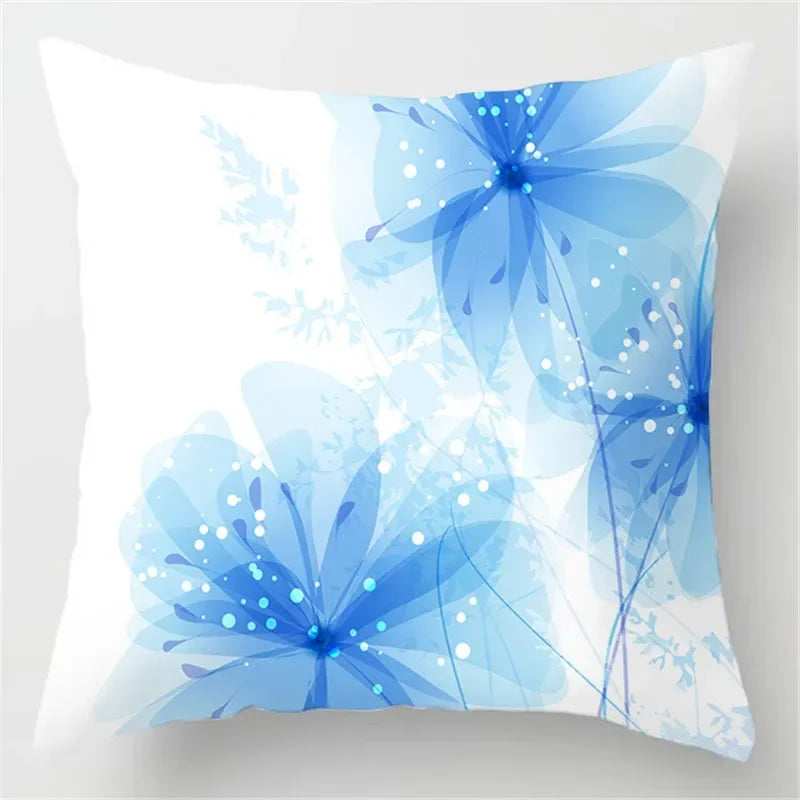 Axyaa Blue Geometric Marble Pillow Cover - Decorative Throw Cushion Case