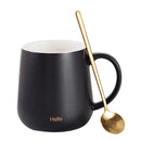 Axyaa Ceramic Mug with Lid, Spoon, Funny Design, Ideal for Coffee, Tea, Breakfast