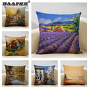 Axyaa Ocean Landscape Flower Sofa Cushion Cover Linen Pillowcase Home Decor