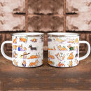Corgi Pattern Enamel Camping Mug 12oz by Axyaa - Dog Lover Gift Mug