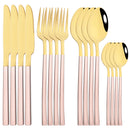 Axyaa Rose Gold Cutlery Set - 16-Piece Stainless Steel Dinnerware Flatware