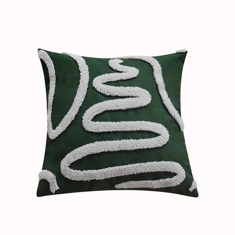 Christmas Boho Green Red 45x45 Tufted Pillow Cover, Farmhouse Sofa Decor, Axyaa Brand