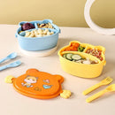 Axyaa Cat Shaped Double Layer Bento Box with Utensils and Microwave-Safe Features