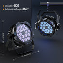 Axyaa 18LEDs RGBWA+UV Par Lights: Waterproof & High Brightness Stage Lighting