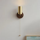 Axyaa Copper Lampshade LED Wall Sconce Walnut Wood Mirror Light