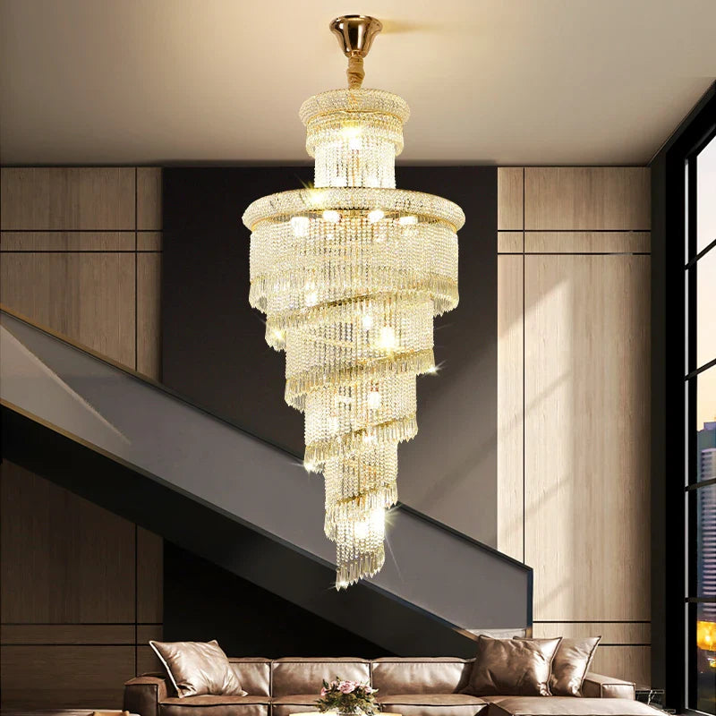 Axyaa Crystal Chandelier with Intelligent Three-Color Light for High-End Sales Office