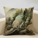 Axyaa Japanese Landscape Ukiyo Style Cushion Cover 45x45cm Art Decor Linen Pillow Case