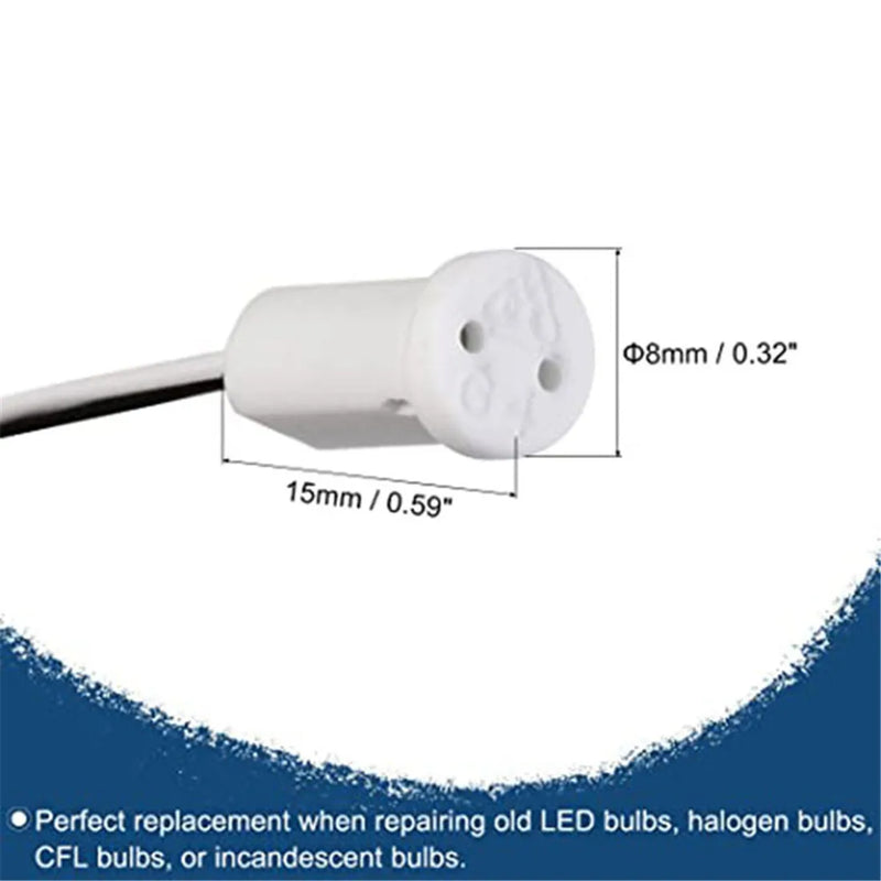 Axyaa Mini Bi-Pin Ceramic LED Bulb Socket for Halogen Incandescent LEDs