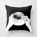 Axyaa Black Galaxy Planet Print Cushion Cover for Bedroom and Living Room
