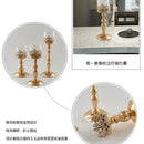 Axyaa Retro Wrought Iron Candlestick Glass Candle Holder Wedding Decoration