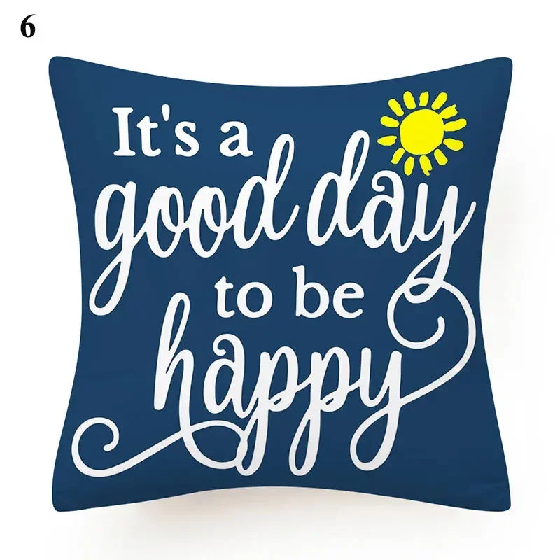 Flower Letter Print Cushion Cover for Stylish Home Decor by Axyaa