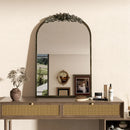 Axyaa Arched Antique Brass Wall Mirror with Resin Rose Pattern
