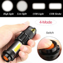 Axya Tactical Flashlight COB Light Bead - Waterproof, Adjustable Focus, Three Modes