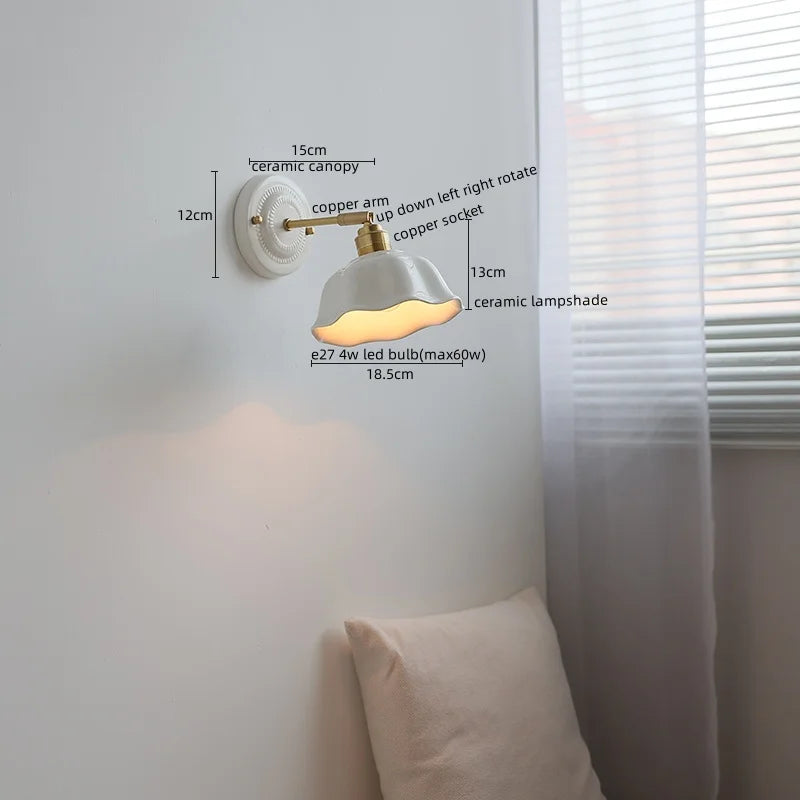 Axyaa Nordic Ceramic LED Wall Lights for Bedroom Living Room Decoration