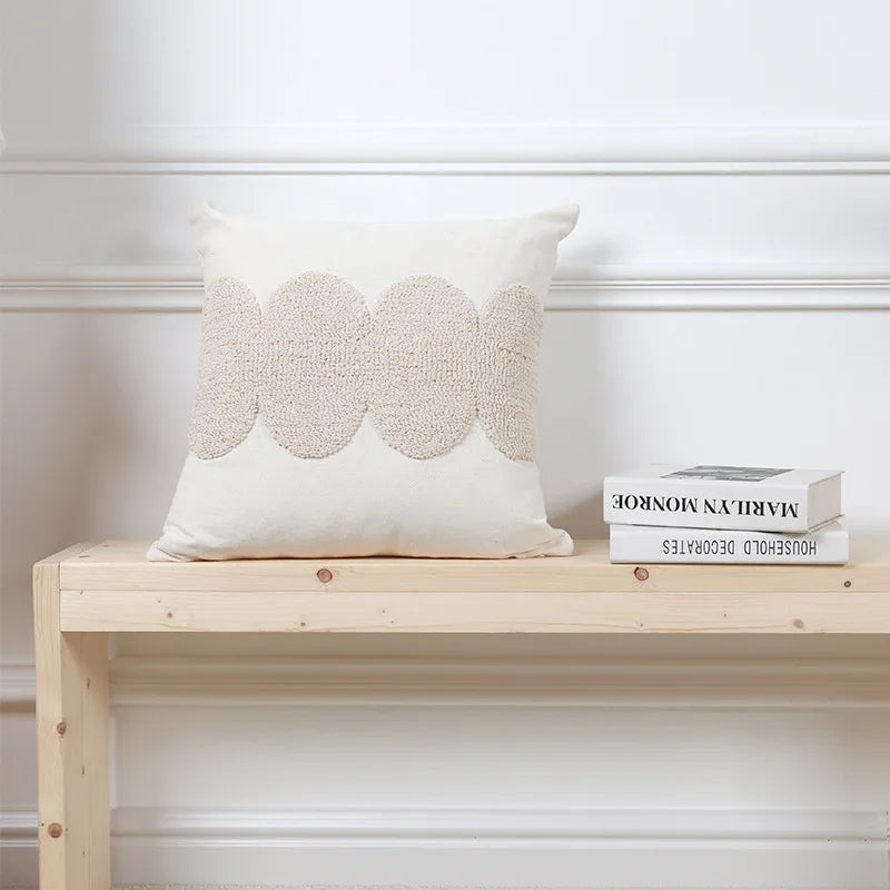 Nordic Style Beige Loop Cushion Covers for Home Decor by Axyaa