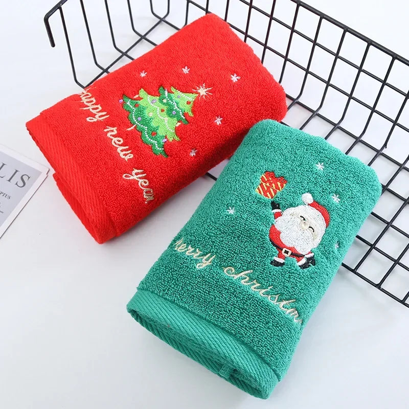 Axyaa Christmas Santa Claus Face Towel: Festive Holiday Decor Gift for Home & Bathroom