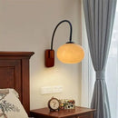 Axya Soot Glass Solid Wood Wall Lamp for Bedroom Study Living Room